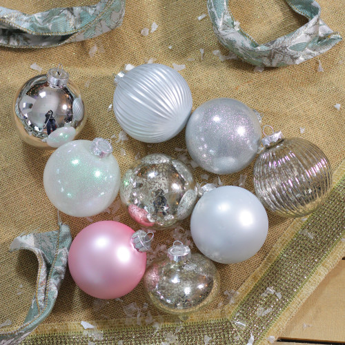 9ct Silver 3-Finish Shatterproof Christmas Ball and Onion Ornaments 3.75" (95mm)