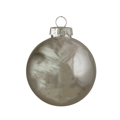40ct Shiny and Matte Silver Glass Ball Christmas Ornaments 2.5"