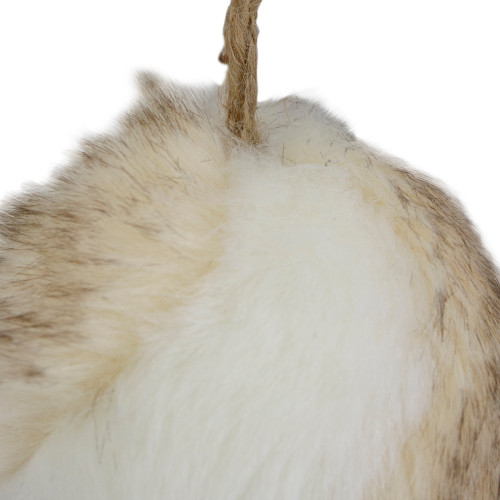 Faux Fur Ball Christmas Ornament - 3" - Brown and White