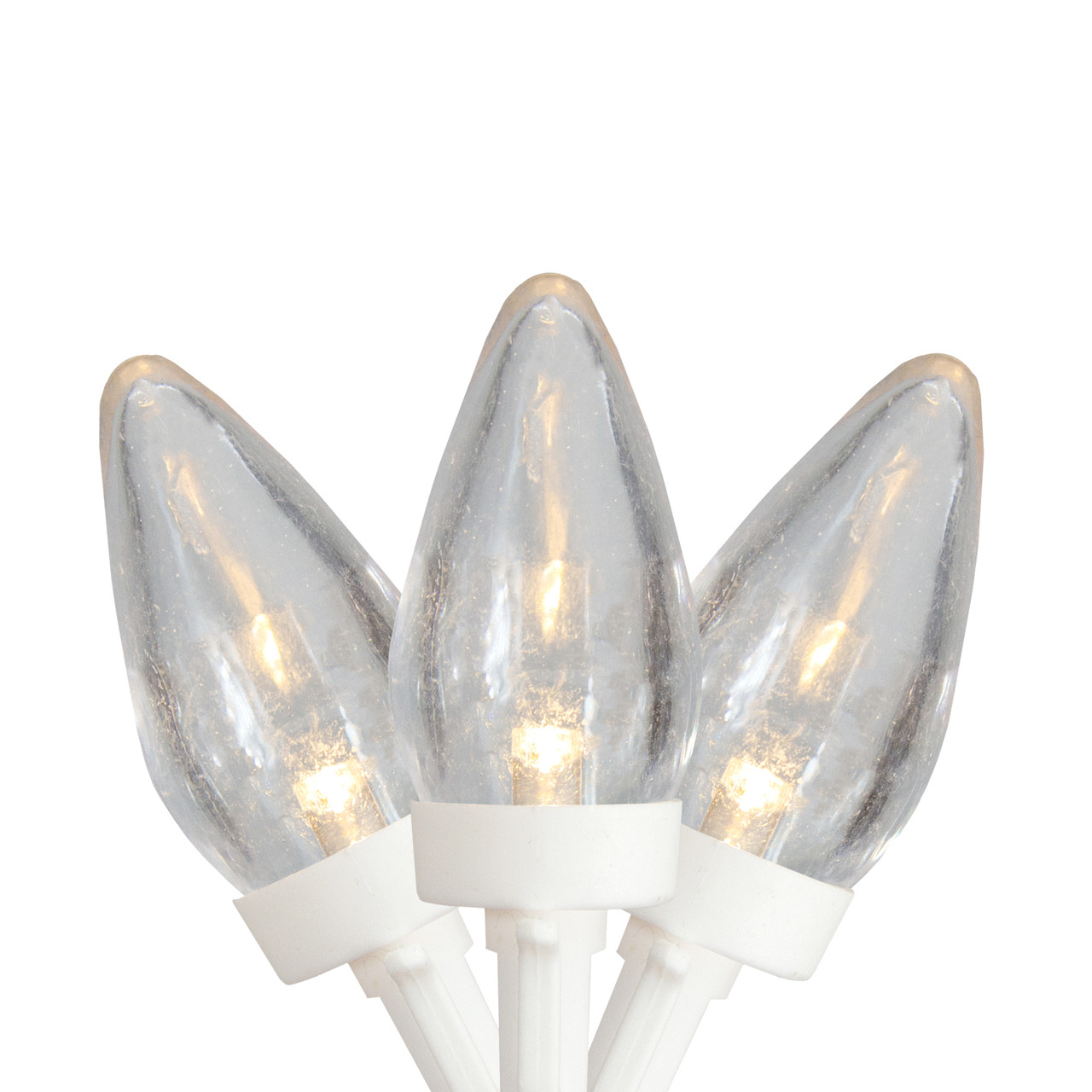 25 Count Warm White LED C7 Christmas Lights, 16 ft White Wire