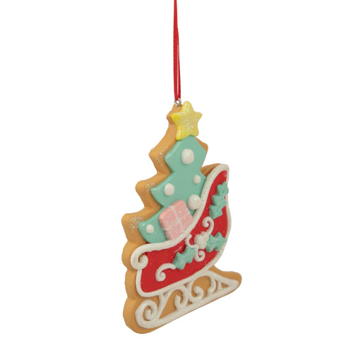 3.5" Glittered Christmas Sleigh Cookie Ornament