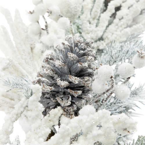 Flocked Pinecones and Berries Artificial Pine Christmas Garland - 6' x 8" - Unlit