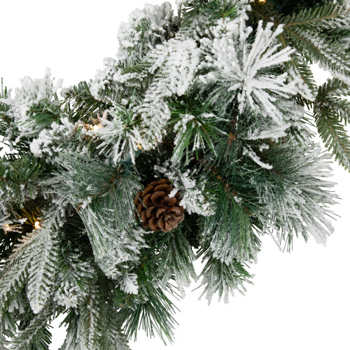 Real Touch?? Pre-Lit Flocked Rosemary Emerald Angel Pine Artificial Christmas Wreath - 30" - Clear LED Lights