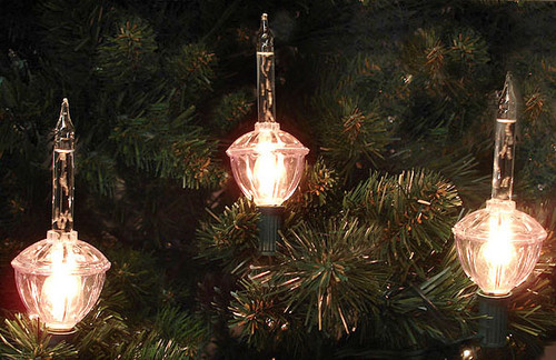 7-Count Clear Silver Glitter Retro Christmas Bubble Light Set, 6ft Green Wire