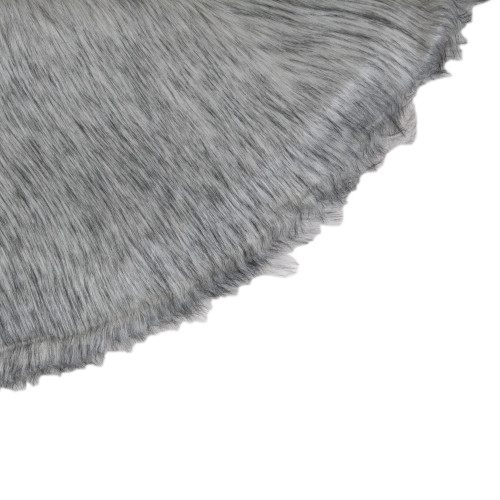 36" Beige and Gray Plush Faux Fur Christmas Tree Skirt