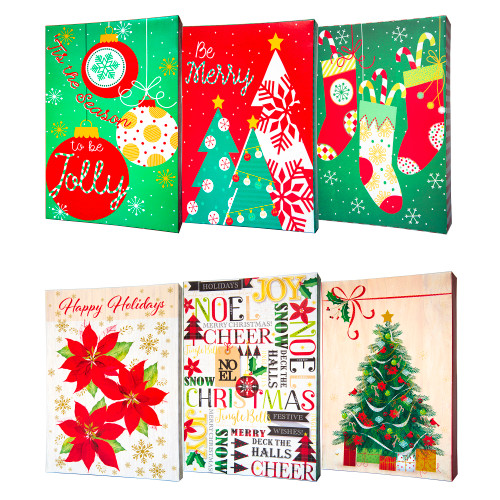 Pack of 6 Assorted Medium Christmas Holiday Gift Boxes