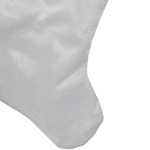 20.5" White Iridescent Glittered Snowflake Christmas Stocking