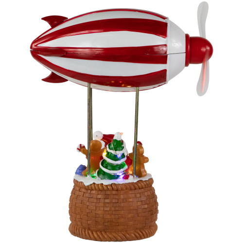 Musical and Animated Blimp and Santa Christmas Decoration - 8.5" - Red and White