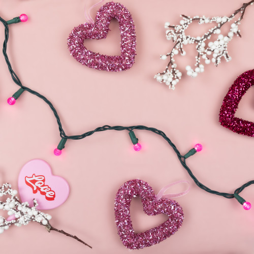 LED G12 Berry Christmas Lights - Pink - 16' Green Wire - 50 ct