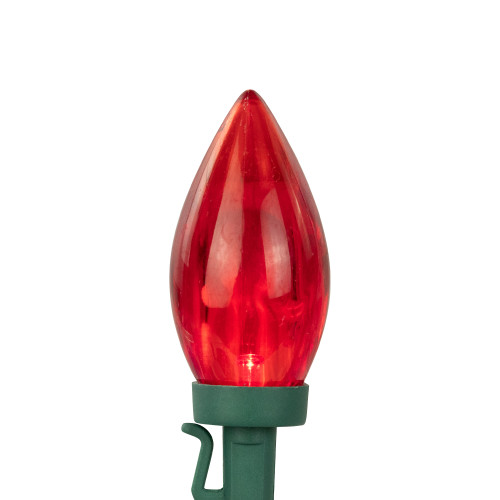 25ct Red and Pure White LED C9 Christmas Lights, 16ft Green Wire