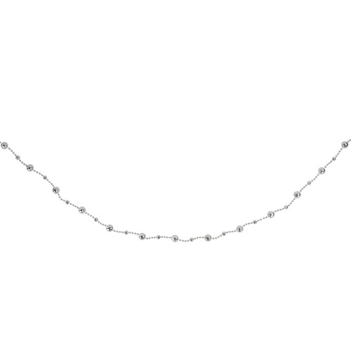 15' Shiny Silver Mirrored Disco Ball Beaded Christmas Garland, Unlit