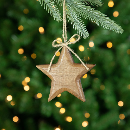 Set of 2 Tree and Star Wooden Christmas Ornaments 5"