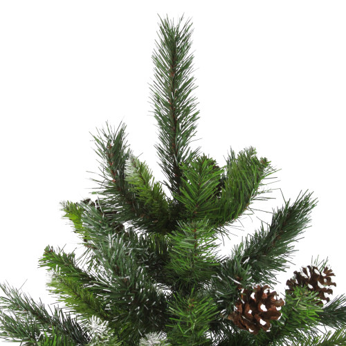 7' Full Snowy Delta Pine with Cones Artificial Christmas Tree, Unlit