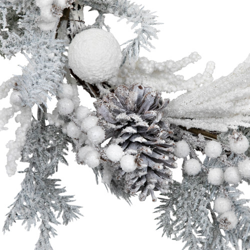 Flocked Berries and Pinecones Artificial Pine Christmas Wreath - 26" - Unlit