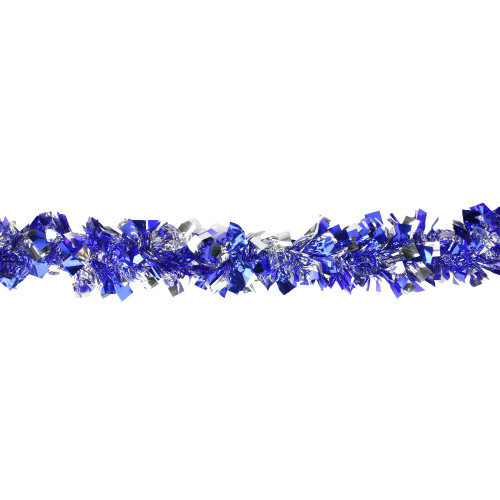 12' x 4" Lavish Blue and Silver Boa Wide Cut Tinsel Christmas Garland - Unlit