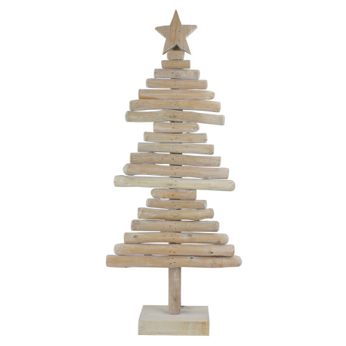 Rustic Wooden Christmas Tree with Star Decoration - 25.5"