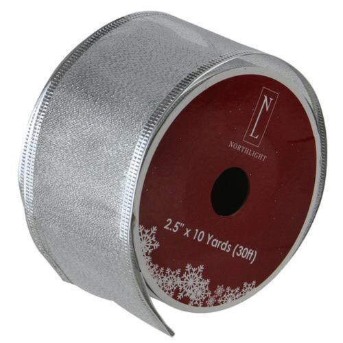 Textured Silver Christmas Wired Craft Ribbon 2.5" x 10 Yards