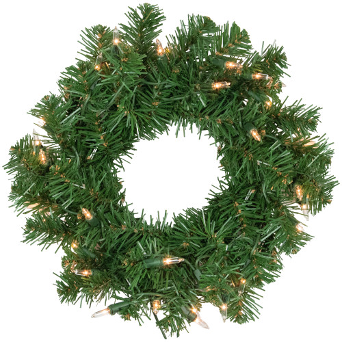 Pre-Lit Deluxe Dorchester Pine Artificial Christmas Wreath, 10-Inch, Clear Lights