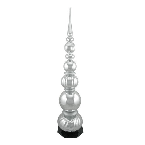 Shiny Ball Finial Tower Commercial Christmas Decoration - 54" - Silver