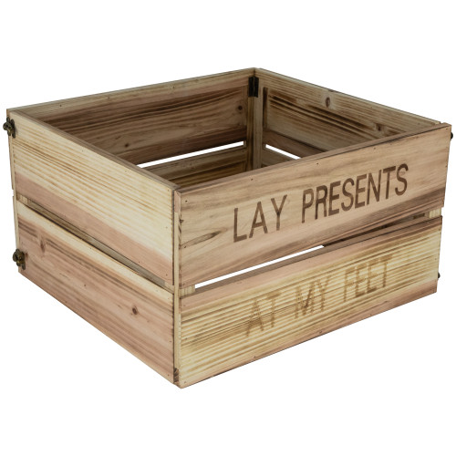18" Wood Crate "Lay Presents at My Feet" Christmas Tree Collar