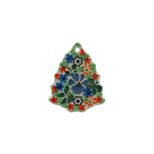 Polmedia Polish Pottery Christmas Tree Pendant 3" Spring Garden