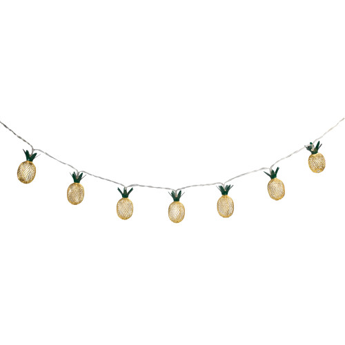 10-Count LED Warm White Gold Pineapple String Lights - 3' Clear Wire