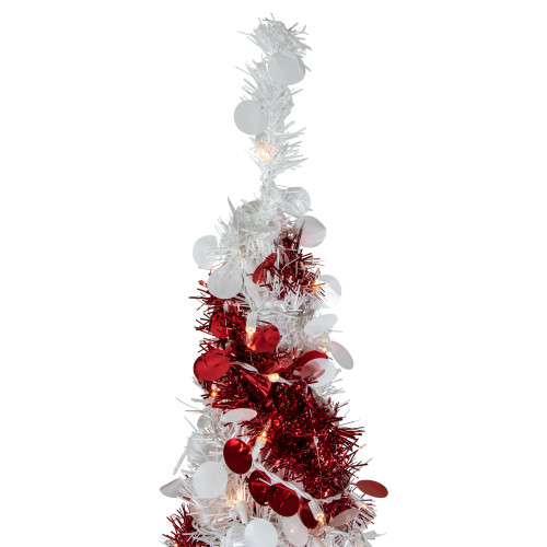 6' Pre-Lit Candy Cane Pop-Up Artificial Christmas Tree, Clear Lights
