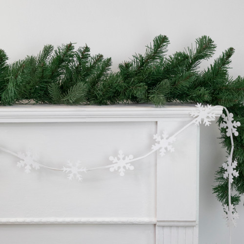 4' White Felt Winter Snowflake Garland