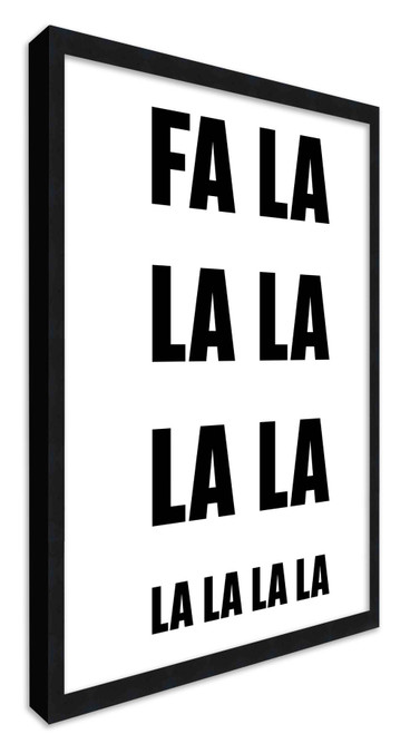 FA LA LA LA 17.5" x 23.5" Framed Christmas Wall Decor Art Print Sign Poster in a Black Wooden Frame with UV Acrylic and Hangers