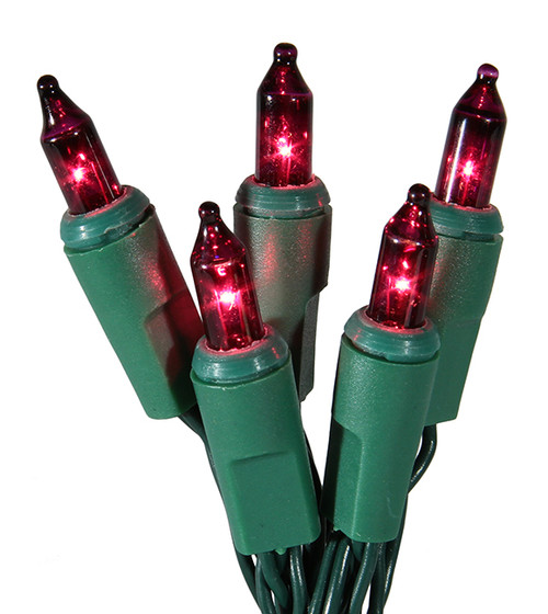 20 Battery Operated Purple Mini Christmas Lights - 9.8 ft Green Wire