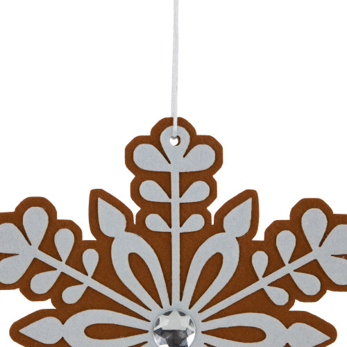 10" Gingerbread and White Snowflake Christmas Ornament - 10"