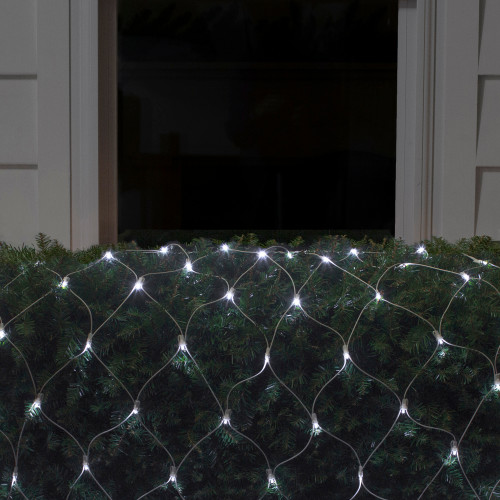 4' x 6' Pure White LED Wide Angle Net Style Christmas Lights, White Wire