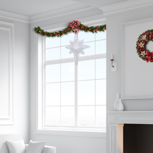 24" Pure White LED Twinkle Bethlehem Star Hanging Christmas Decoration