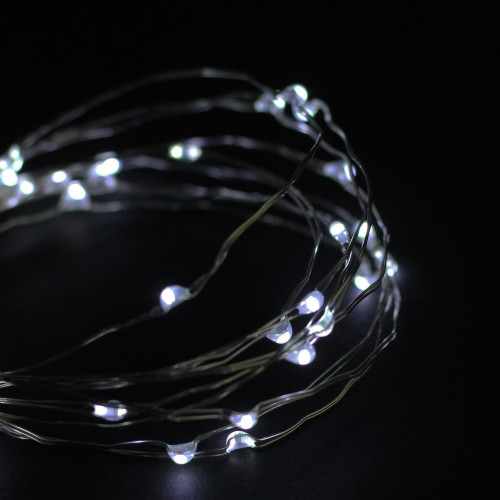 100 Pure White LED Micro Fairy Lights - 16.25 ft Copper Wire