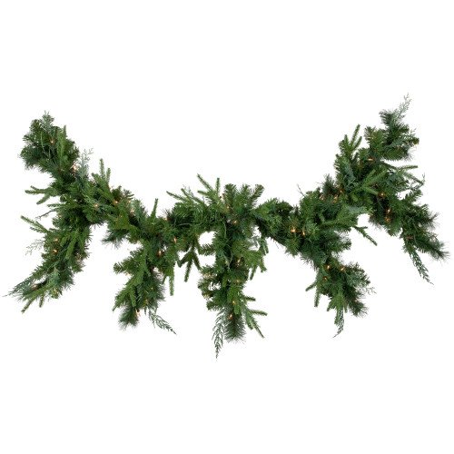 6' x 18" Pre-Lit Mixed Pine Artificial Christmas Icicle Garland, Clear Lights