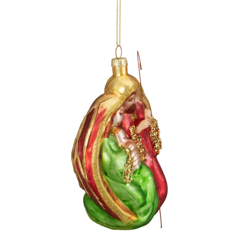 Holy Family Glass Nativity Christmas Ornament - 6"
