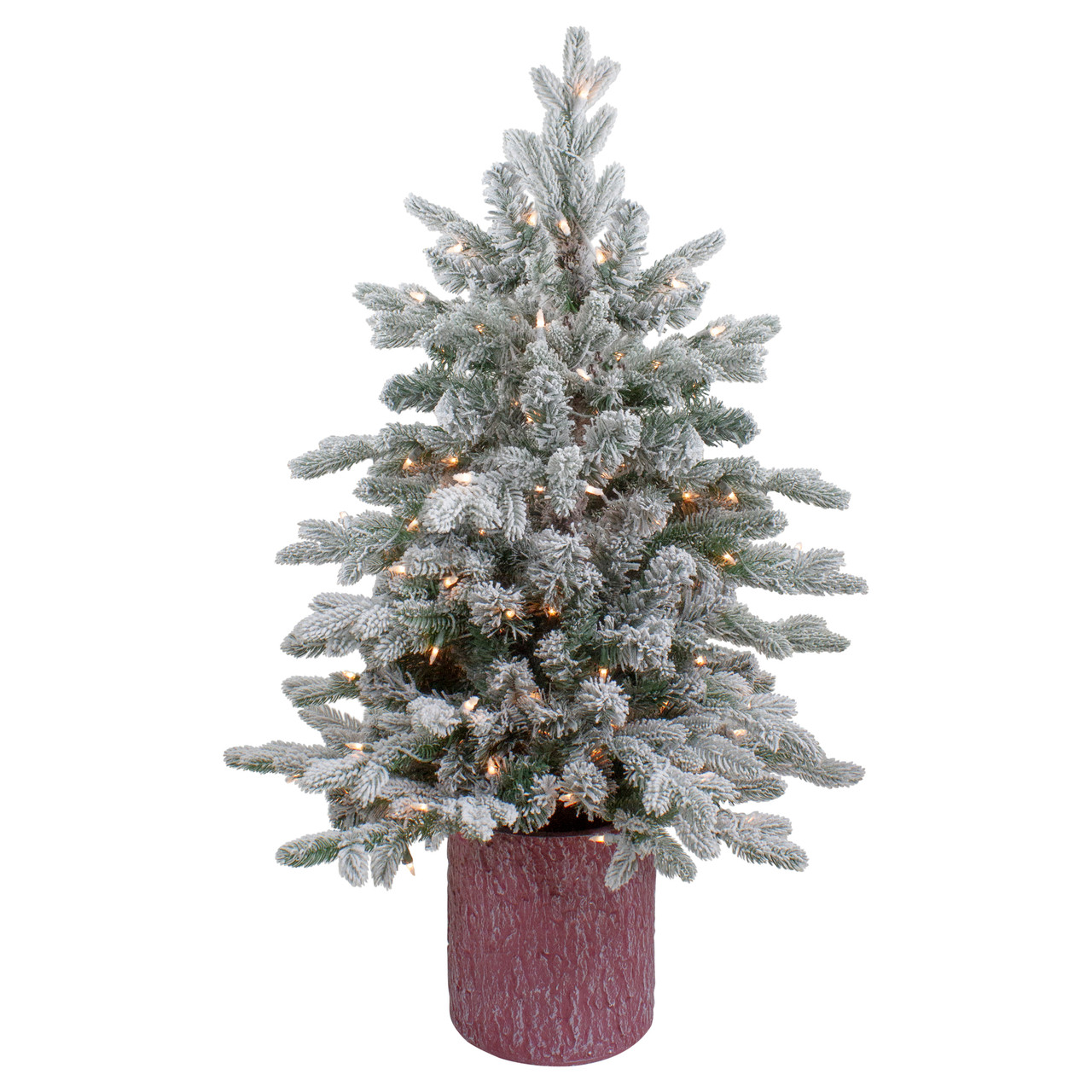 Real Touch?? Pre-Lit Medium Saratoga Spruce Flocked Artificial Potted Christmas Tree 4' - Clear Lights