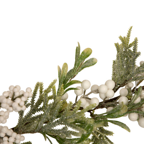 5' x 10" White Berry and Frosted Pine Christmas Garland, Unlit