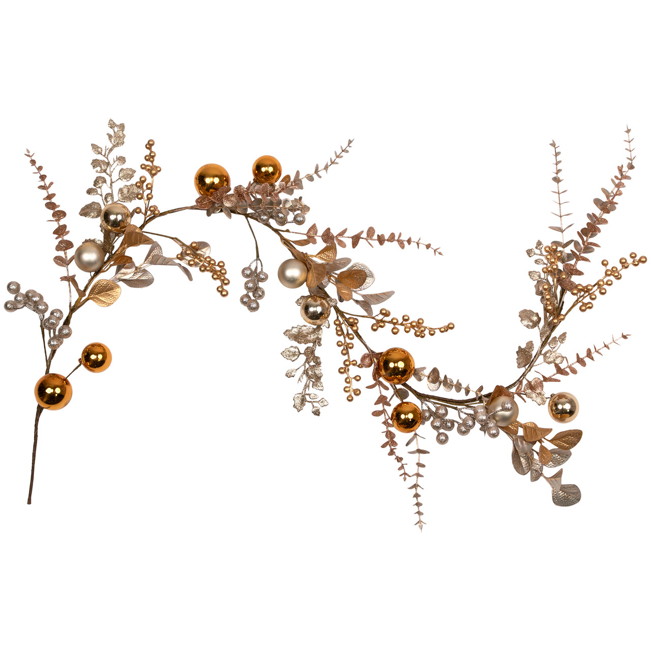 Glittered Mixed Leaves and Berries Artificial Christmas Garland - 6' x 9" - Unlit