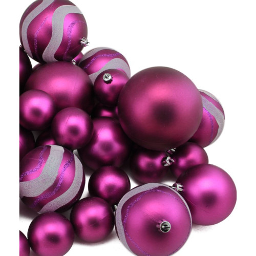 39ct Magenta Pink Shatterproof 2-Finish Christmas Ball Ornaments 4" (100mm)