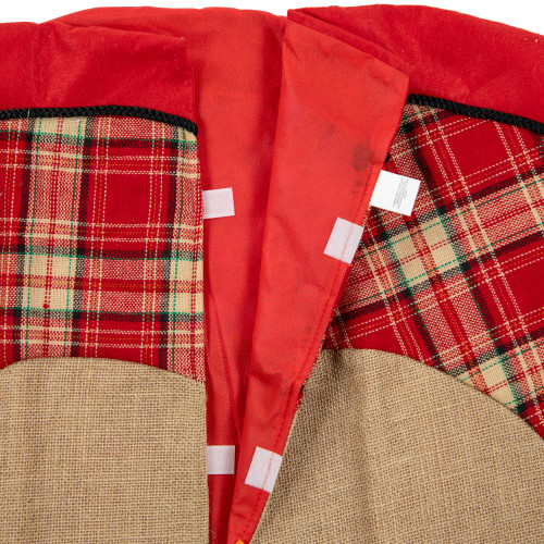 48" Burlap and Red Plaid Christmas Tree Skirt
