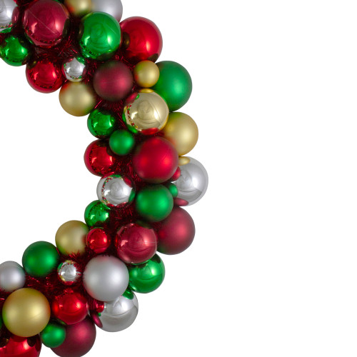 Shatterproof Ball 2-Finish Traditional Colors Christmas Wreath, 36-Inch, Unlit