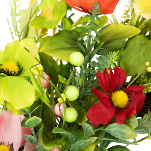 Poppy and Eucalyptus Spring Wreath - 26" - Red and Yellow
