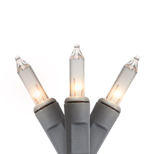 Mini Christmas Commercial Light Set - Clear - 60' Gray Wire - 100ct
