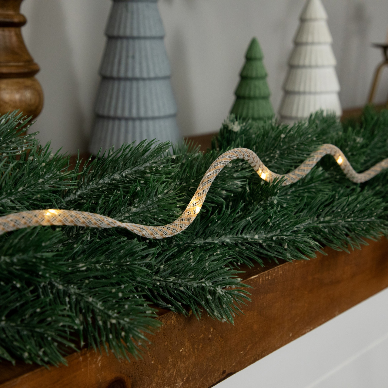 Pre-Lit Battery Operated Rope Christmas Garland - 6.75' - Warm White Lights