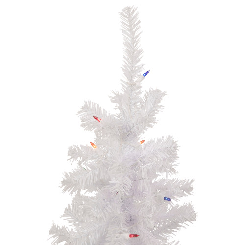 3' Pre-Lit Woodbury White Pine Slim Artificial Christmas Tree, Multi Lights
