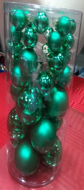 40ct Green 2- Finish Multiple Size Glass Ball Christmas Ornaments