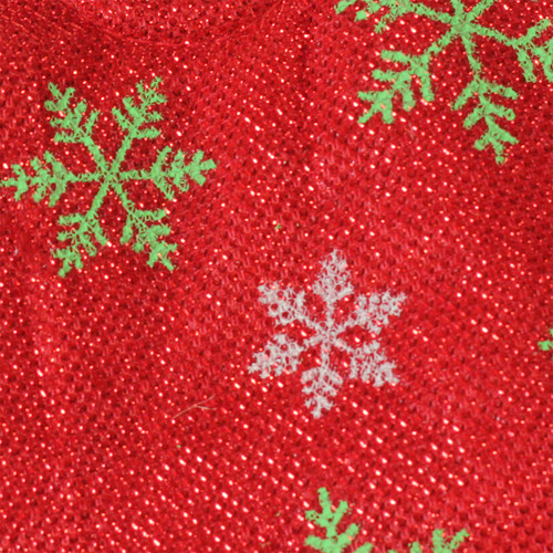 20" Metallic Red with Green and White Snowflakes Mini Christmas Tree Skirt
