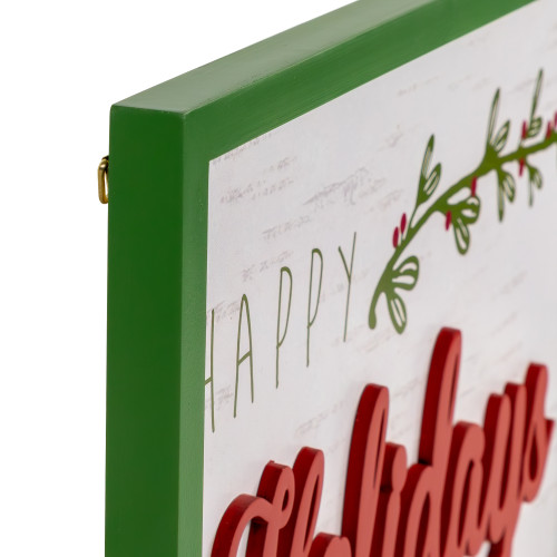 15.75" Framed "Happy Holidays" Christmas Wooden Wall Sign