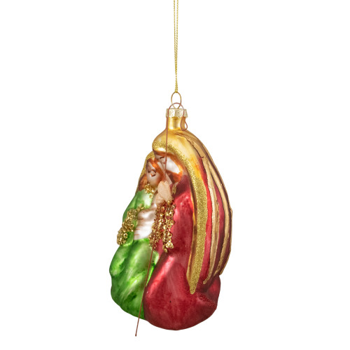 Holy Family Glass Nativity Christmas Ornament - 6"